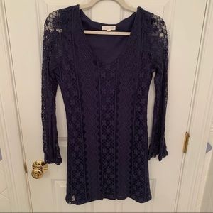 Boho Long Sleeve Navy Lace Dress